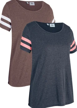 bonprix bonprix Camiseta deportiva ligera (2 unidades) pizarra+púrpura oscuro moteado Best