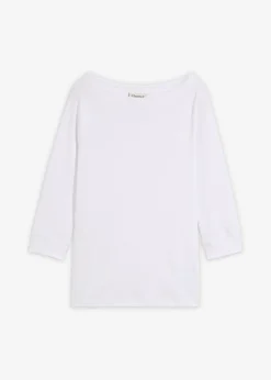 bonprix bonprix Camiseta elástica con escote en forma de U Blanco Online