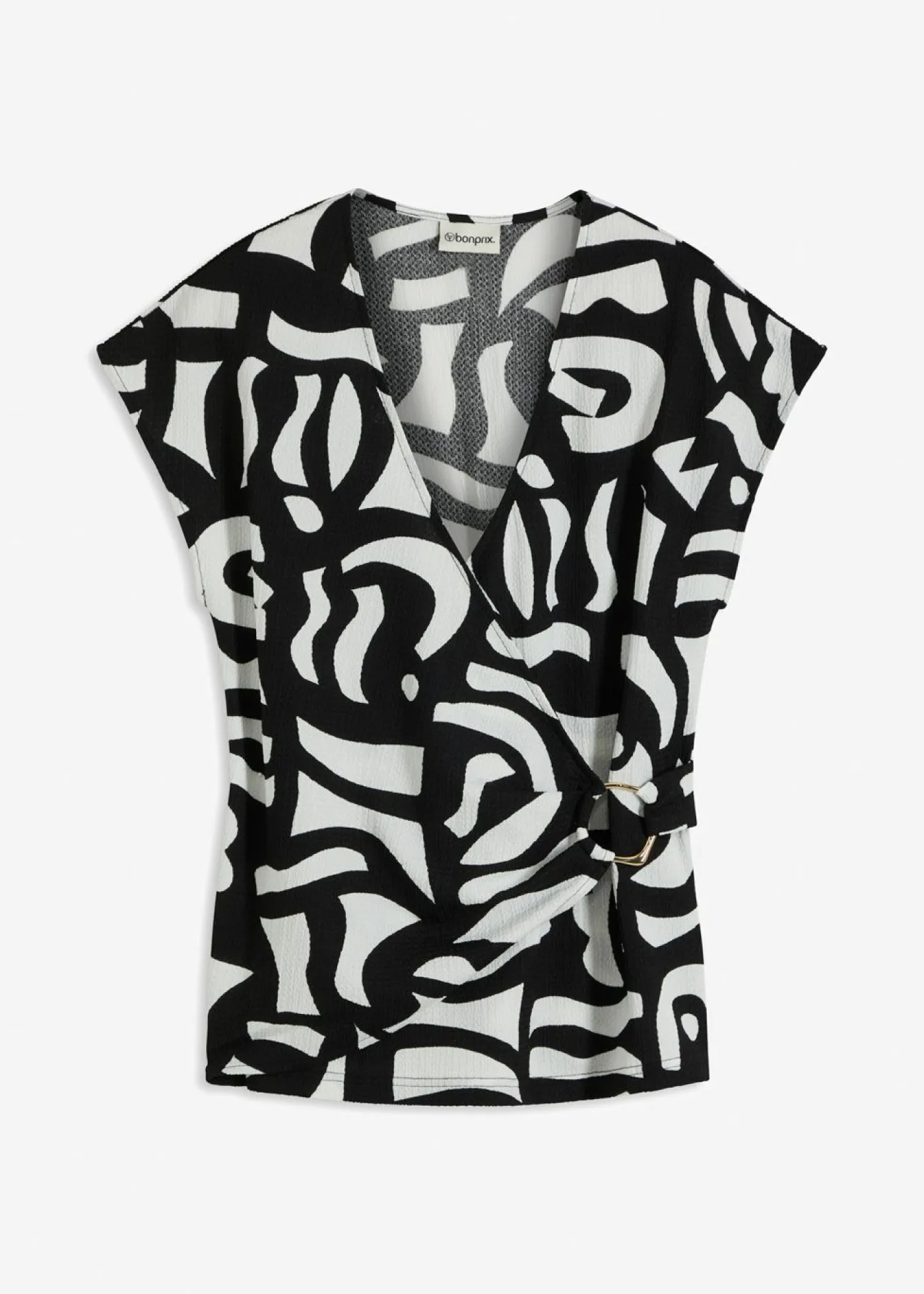 bonprix bonprix Camiseta estampada Negro-blanco lana Outlet