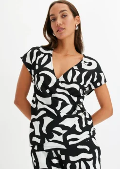 bonprix bonprix Camiseta estampada Negro-blanco lana Outlet