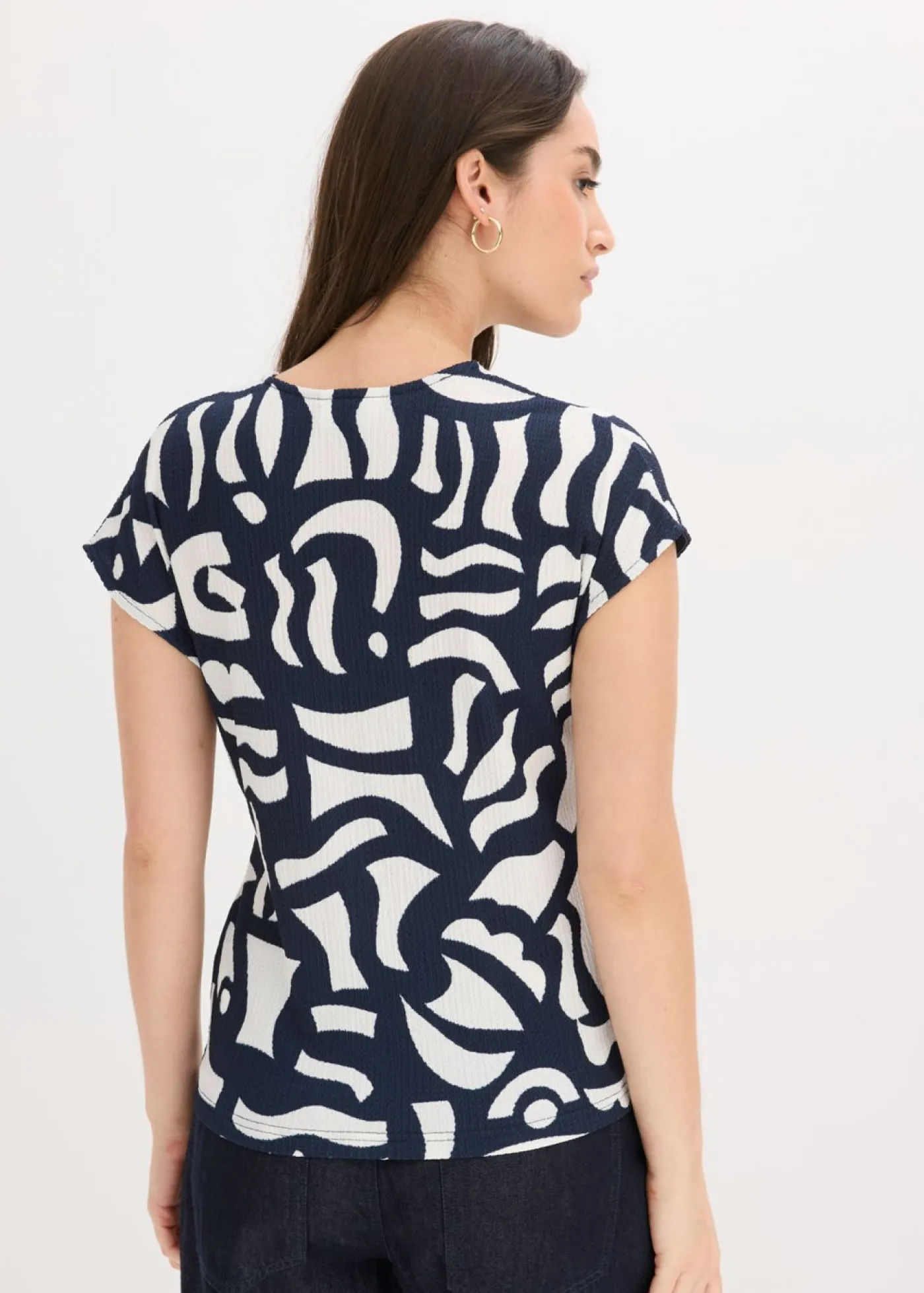 bonprix bonprix Camiseta estampada Azul marino-blanco Online