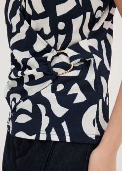bonprix bonprix Camiseta estampada Azul marino-blanco Online