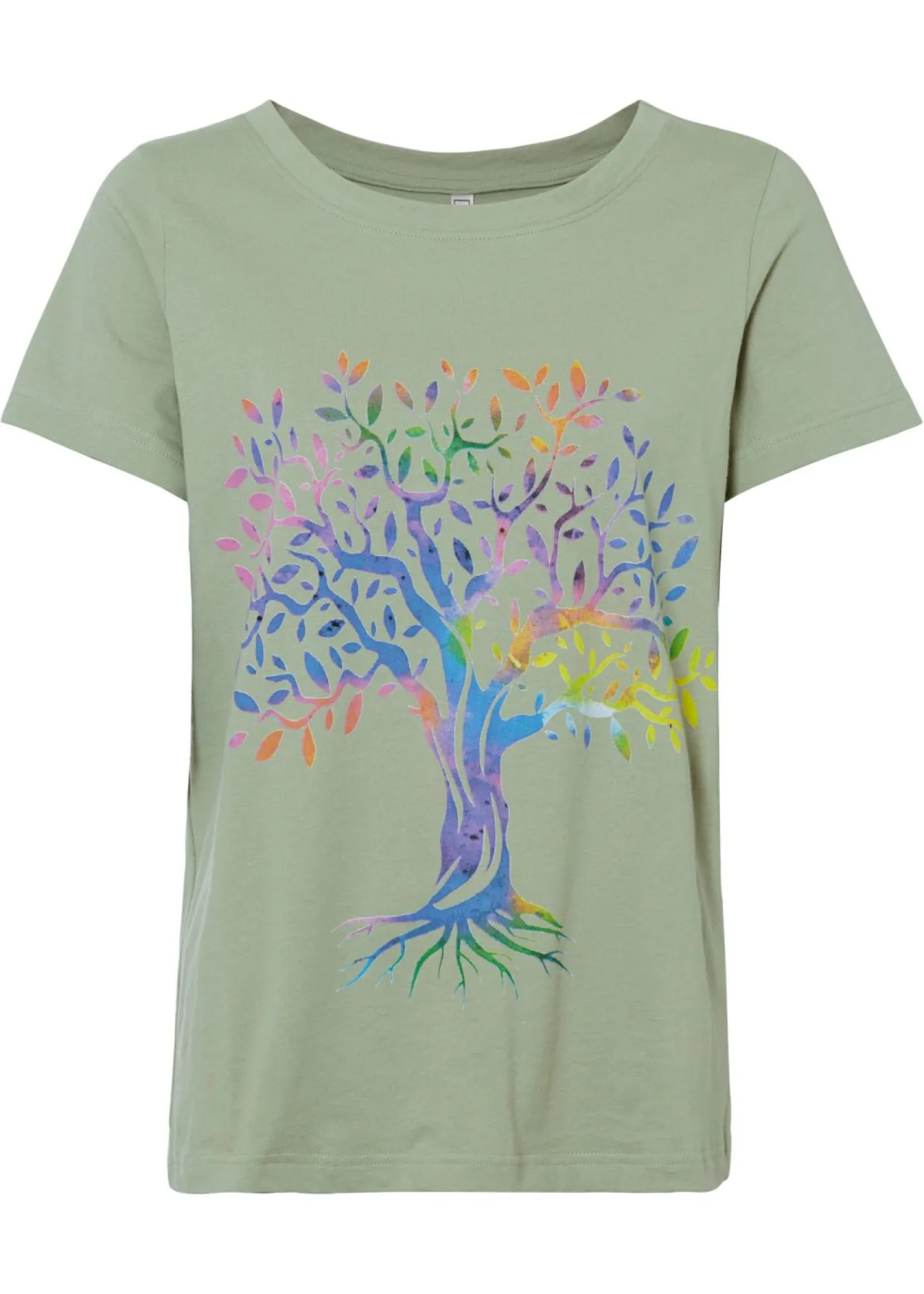 bonprix bonprix Camiseta estampada de algodón orgánico Verde alga Discount