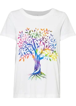 bonprix bonprix Camiseta estampada de algodón orgánico Blanco Online