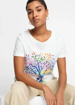 bonprix bonprix Camiseta estampada de algodón orgánico Blanco Online
