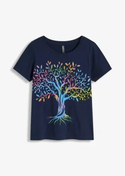 bonprix bonprix Camiseta estampada de algodón orgánico Azul marino estampado Best