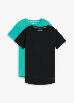 bonprix bonprix Camiseta funcional de secado rápido (2 unidades) Esmeralda-negro Sale