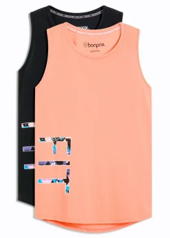 bonprix bonprix Camiseta funcional de secado rápido (2 unidades) Negro-salmón