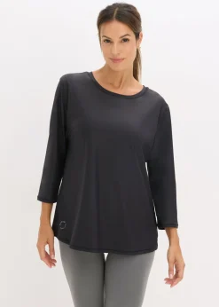 bonprix bonprix Camiseta funcional suave con mangas 3/4 y material de secado rápido Negro New