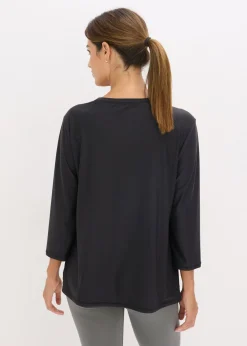 bonprix bonprix Camiseta funcional suave con mangas 3/4 y material de secado rápido Negro New