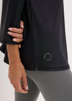 bonprix bonprix Camiseta funcional suave con mangas 3/4 y material de secado rápido Negro New
