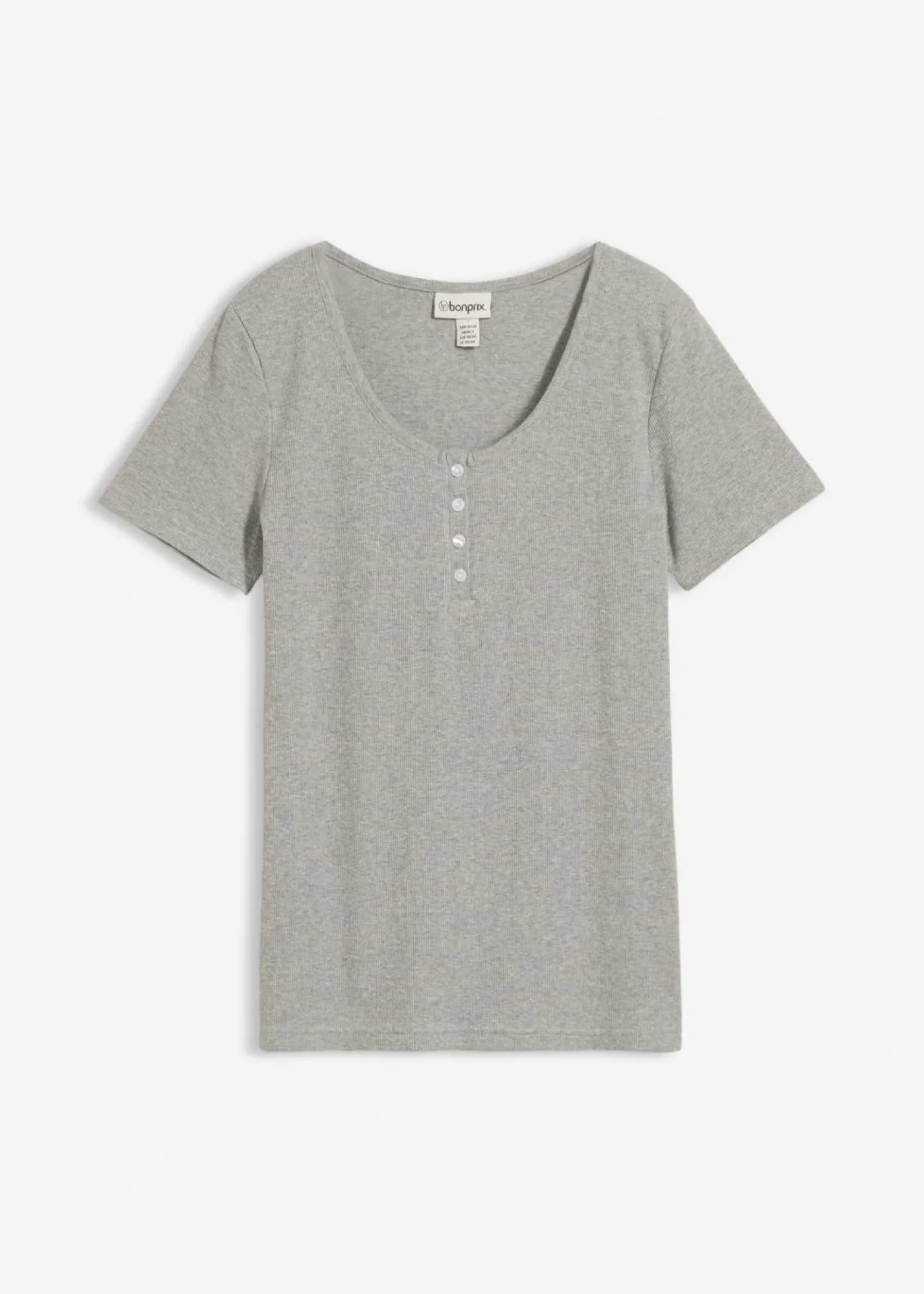 bonprix bonprix Camiseta henley con algodón orgánico puro Gris claro jaspeado Discount