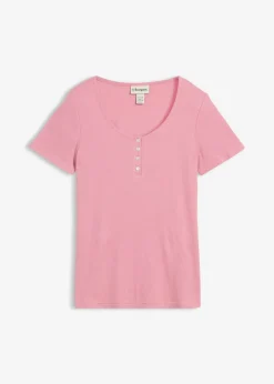 bonprix bonprix Camiseta henley con algodón orgánico puro orquídea ahumado Outlet