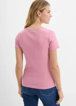 bonprix bonprix Camiseta henley con algodón orgánico puro orquídea ahumado Outlet