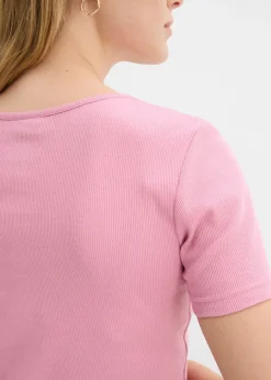 bonprix bonprix Camiseta henley con algodón orgánico puro orquídea ahumado Outlet