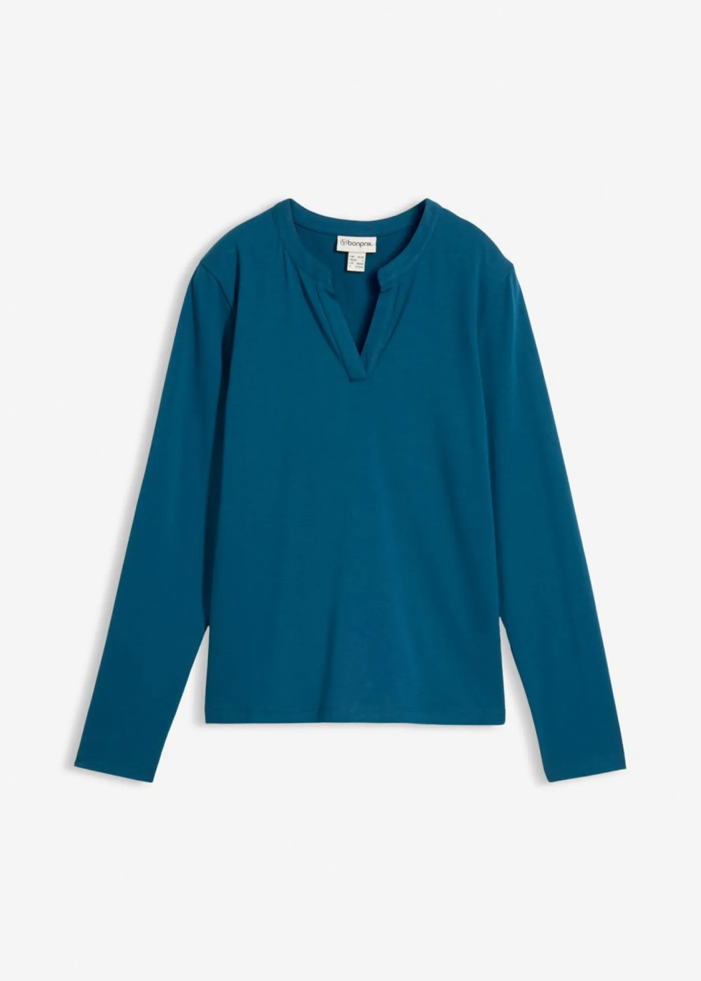 bonprix bonprix Camiseta henley hasta la cadera Petróleo azul Online