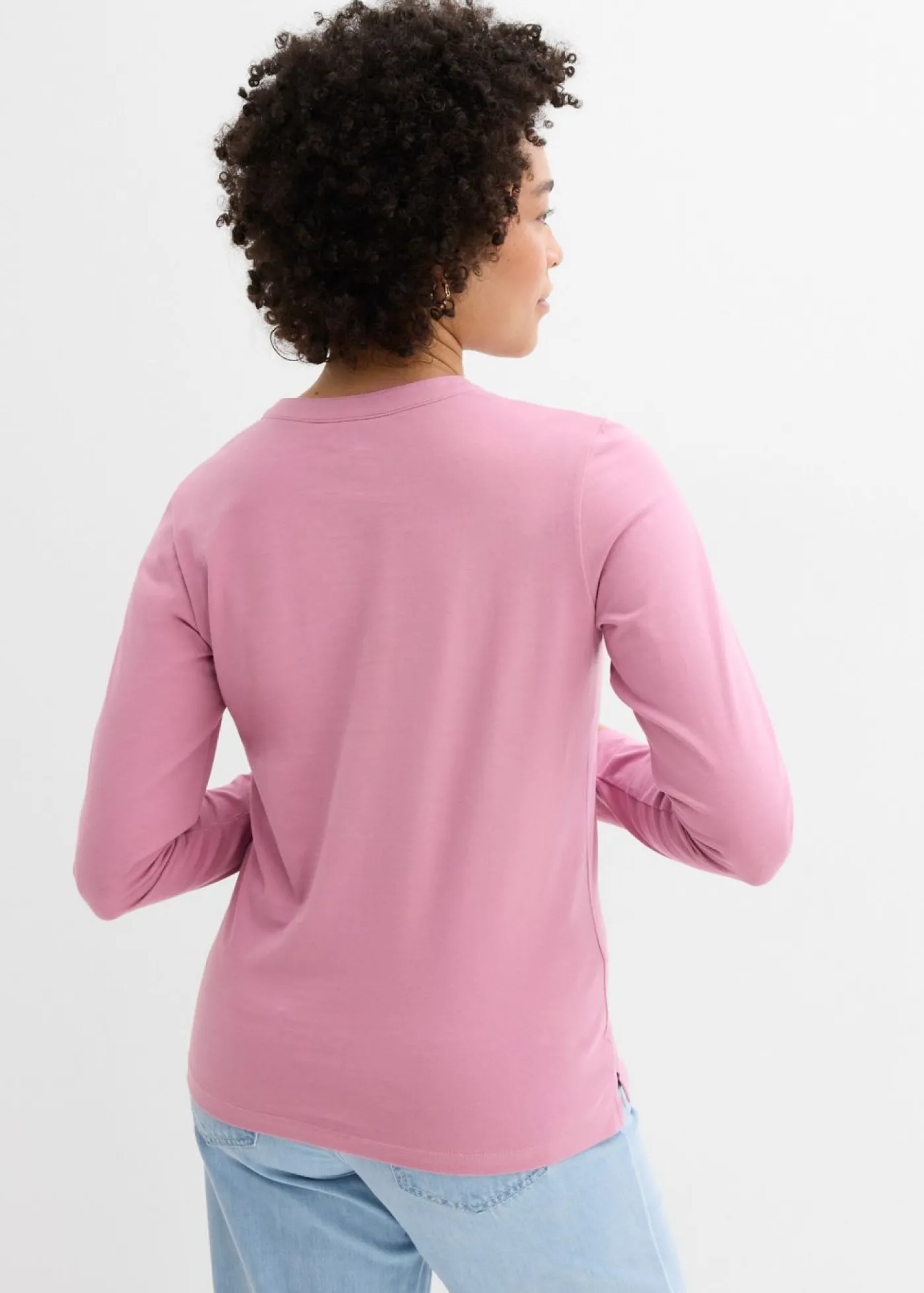 bonprix bonprix Camiseta henley hasta la cadera Malva Discount