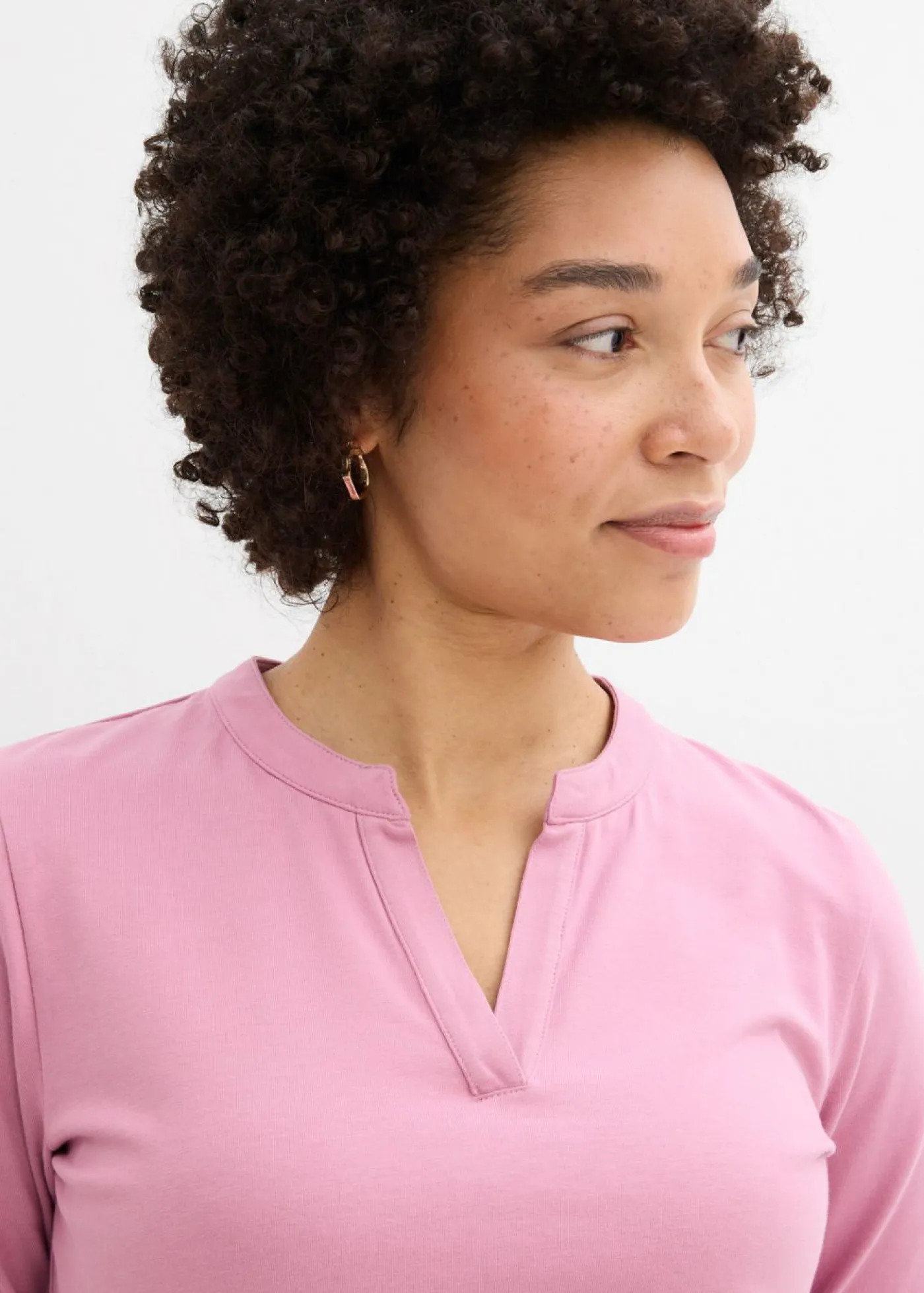 bonprix bonprix Camiseta henley hasta la cadera Malva Discount