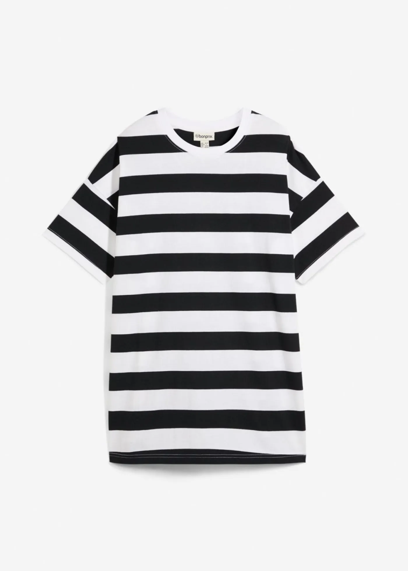 bonprix bonprix Camiseta holgada de algodón orgánico puro Negro-blanco con rayas Hot