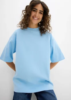 bonprix bonprix Camiseta holgada de algodón orgánico puro y pesado Azul claro Outlet
