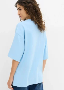 bonprix bonprix Camiseta holgada de algodón orgánico puro y pesado Azul claro Outlet