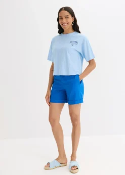 bonprix bonprix Camiseta holgada de algodón orgánico puro Azul claro Online
