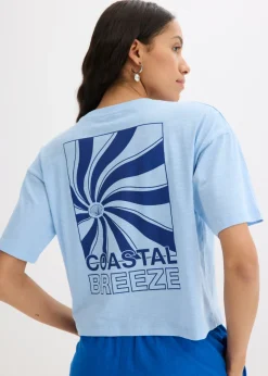 bonprix bonprix Camiseta holgada de algodón orgánico puro Azul claro Online