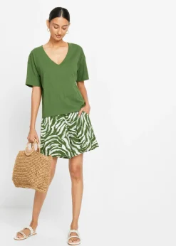 bonprix bonprix Camiseta holgada de algodón orgánico puro verde cactus Discount