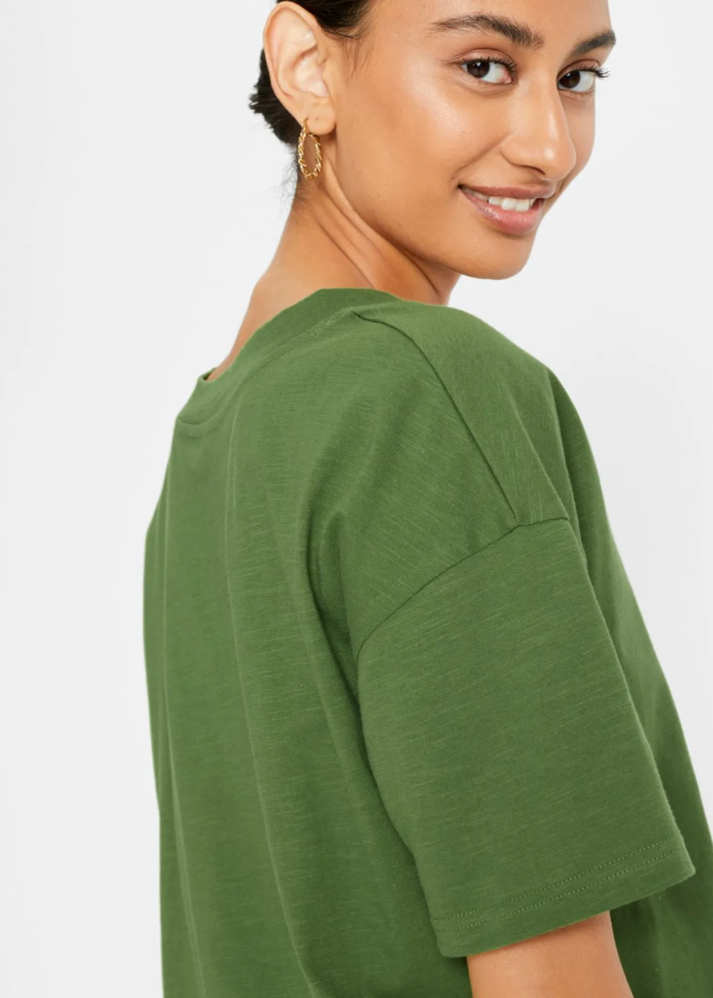bonprix bonprix Camiseta holgada de algodón orgánico puro verde cactus Discount