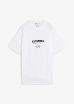 bonprix bonprix Camiseta holgada de algodón orgánico puro Blanco Clearance