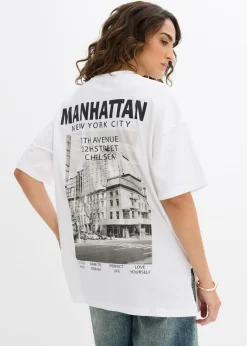 bonprix bonprix Camiseta holgada de algodón orgánico puro Blanco Clearance