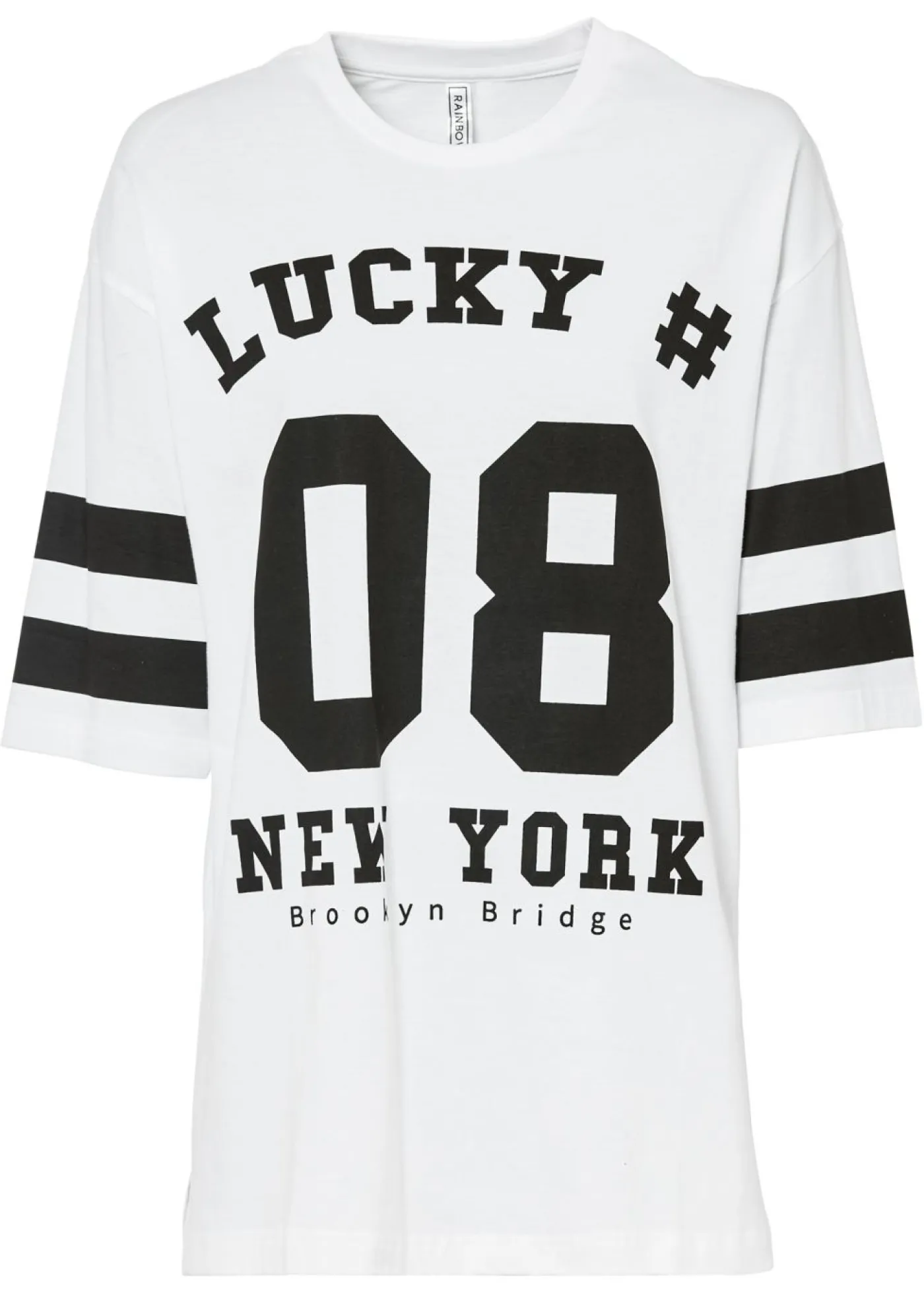 bonprix bonprix Camiseta holgada de algodón orgánico puro Blanco-negro