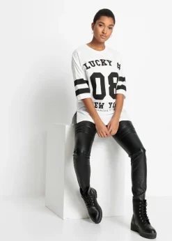 bonprix bonprix Camiseta holgada de algodón orgánico puro Blanco-negro