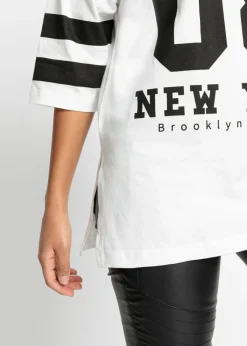 bonprix bonprix Camiseta holgada de algodón orgánico puro Blanco-negro