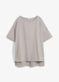 bonprix bonprix Camiseta holgada de algodón con aberturas laterales gris sombra Clearance