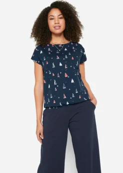 bonprix bonprix Camiseta holgada de manga corta Azul oscuro estampado Hot