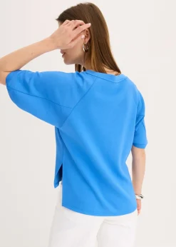 bonprix bonprix Camiseta holgada de mezcla de viscosa fluida azul glaciar Hot