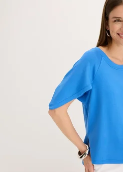 bonprix bonprix Camiseta holgada de mezcla de viscosa fluida azul glaciar Hot