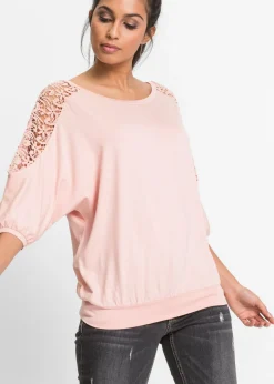 bonprix bonprix Camiseta holgada de mezcla de viscosa Rosa vintage Clearance