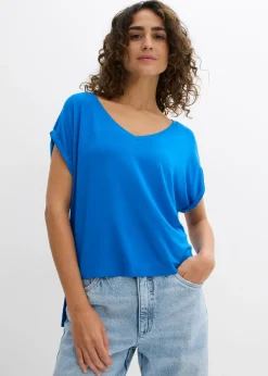 bonprix bonprix Camiseta holgada de mezcla de viscosa fluida Azur Best