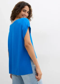bonprix bonprix Camiseta holgada de mezcla de viscosa fluida Azur Best