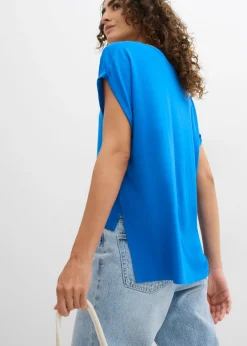 bonprix bonprix Camiseta holgada de mezcla de viscosa fluida Azur Best