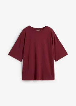 bonprix bonprix Camiseta holgada de mezcla de algodón rojo avellana Sale