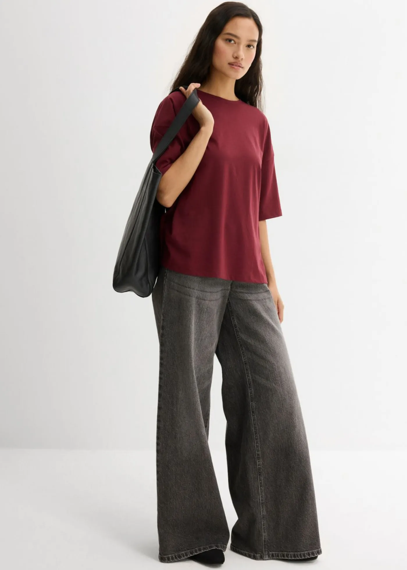 bonprix bonprix Camiseta holgada de mezcla de algodón rojo avellana Sale