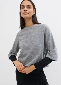 bonprix bonprix Camiseta holgada de punto Gris jaspeado Discount