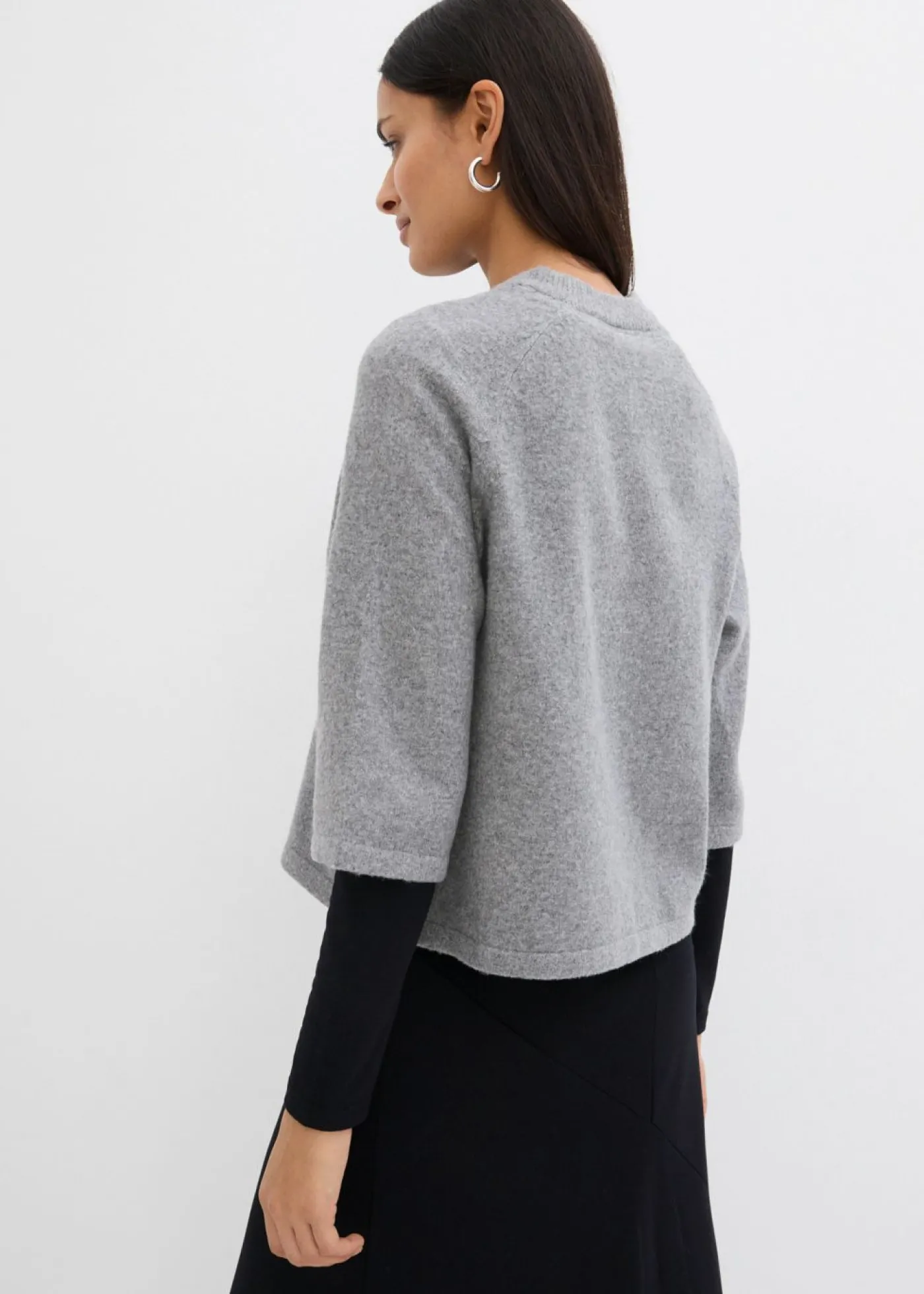 bonprix bonprix Camiseta holgada de punto Gris jaspeado Discount