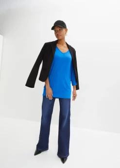 bonprix bonprix Camiseta holgada de viscosa fluida Azul ártico Best