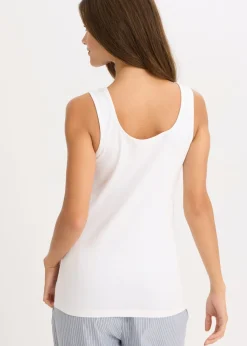 bonprix bonprix Camiseta interior de algodón orgánico y encaje (2 unidades) Negro-blanco
