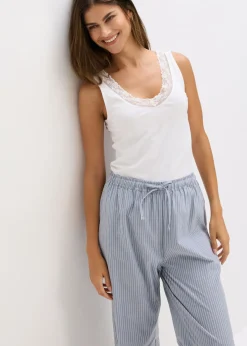 bonprix bonprix Camiseta interior de algodón orgánico y encaje (2 unidades) Negro-blanco