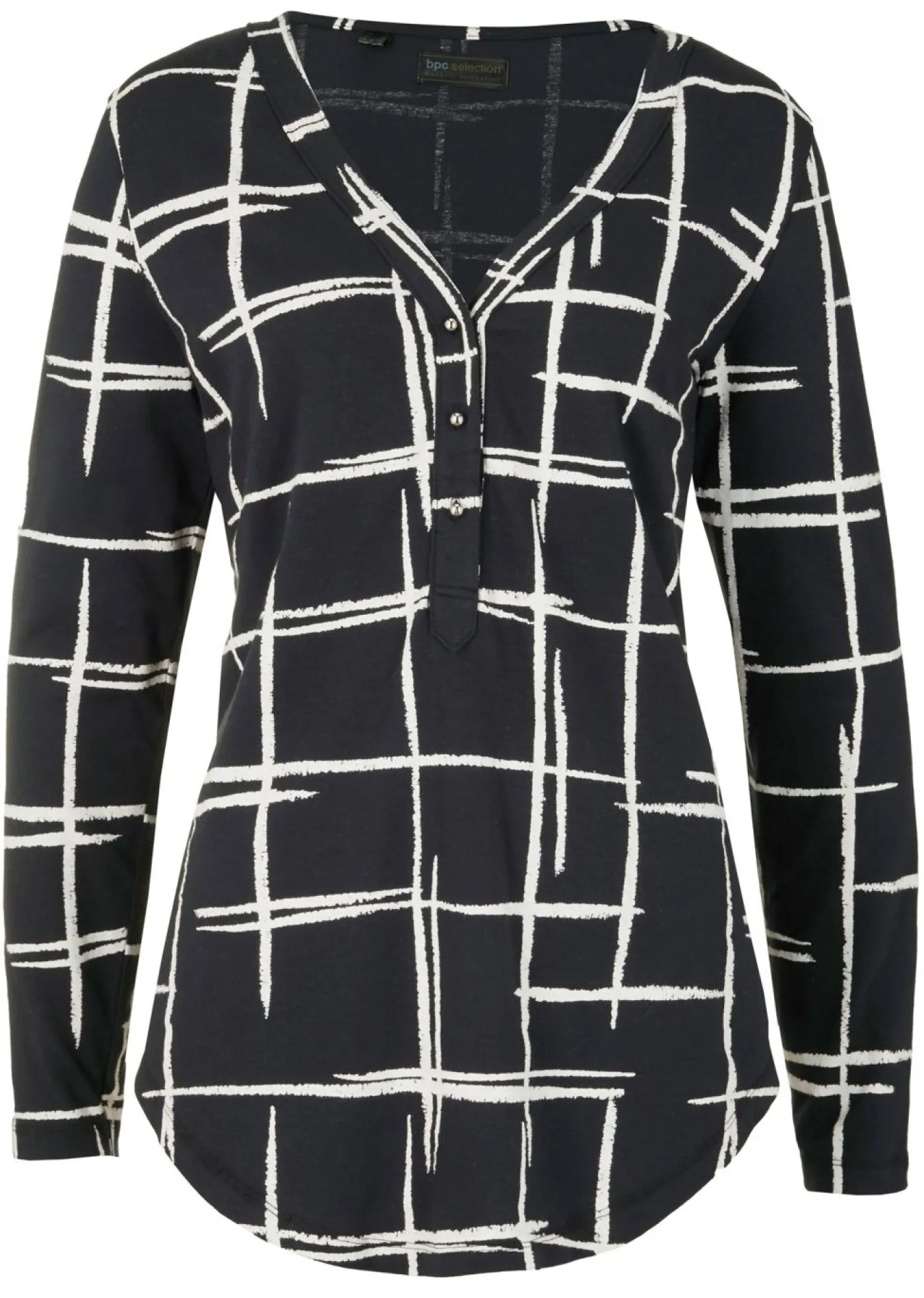 bonprix bonprix Camiseta larga Negro-blanco Online